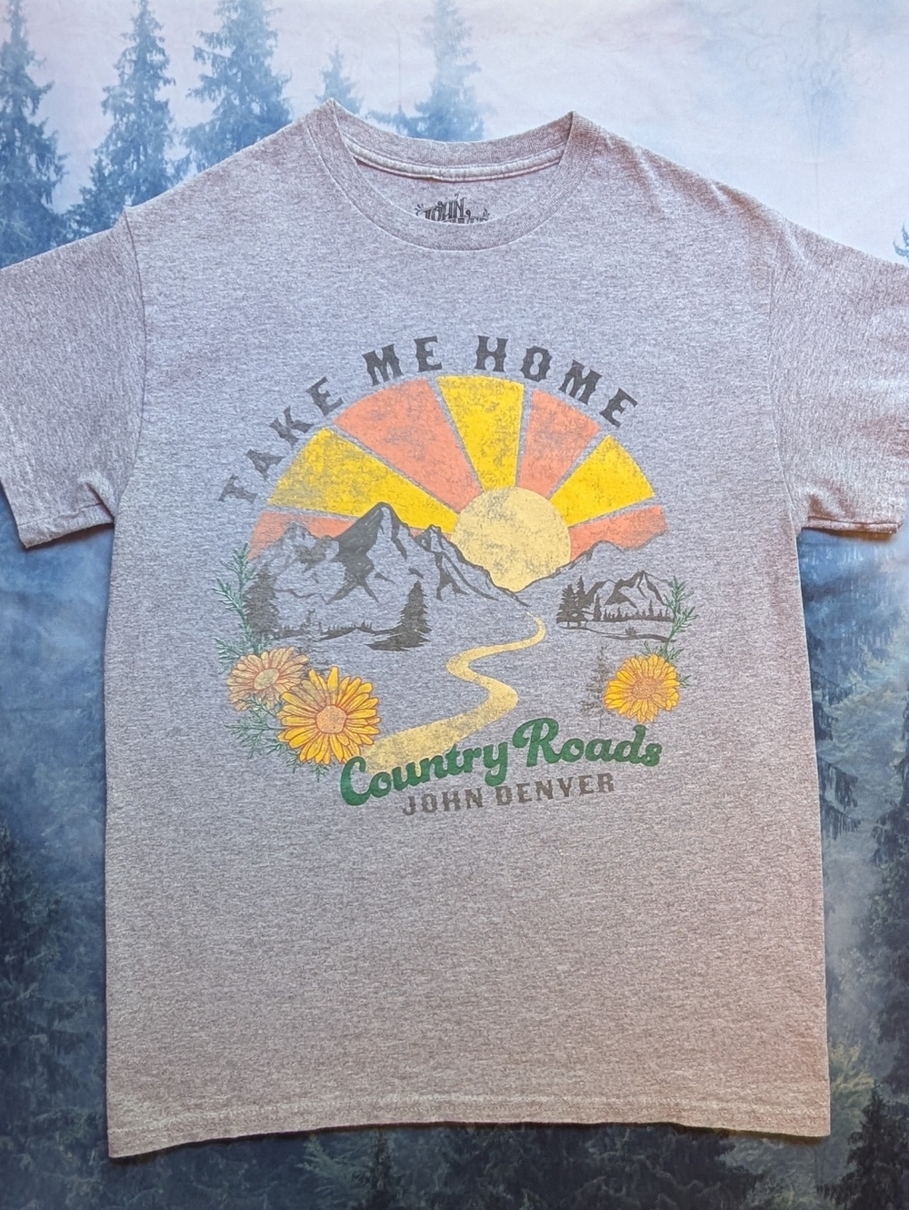 John Denver Gray Graphic Tee - 'Country Roads Take Me Home'